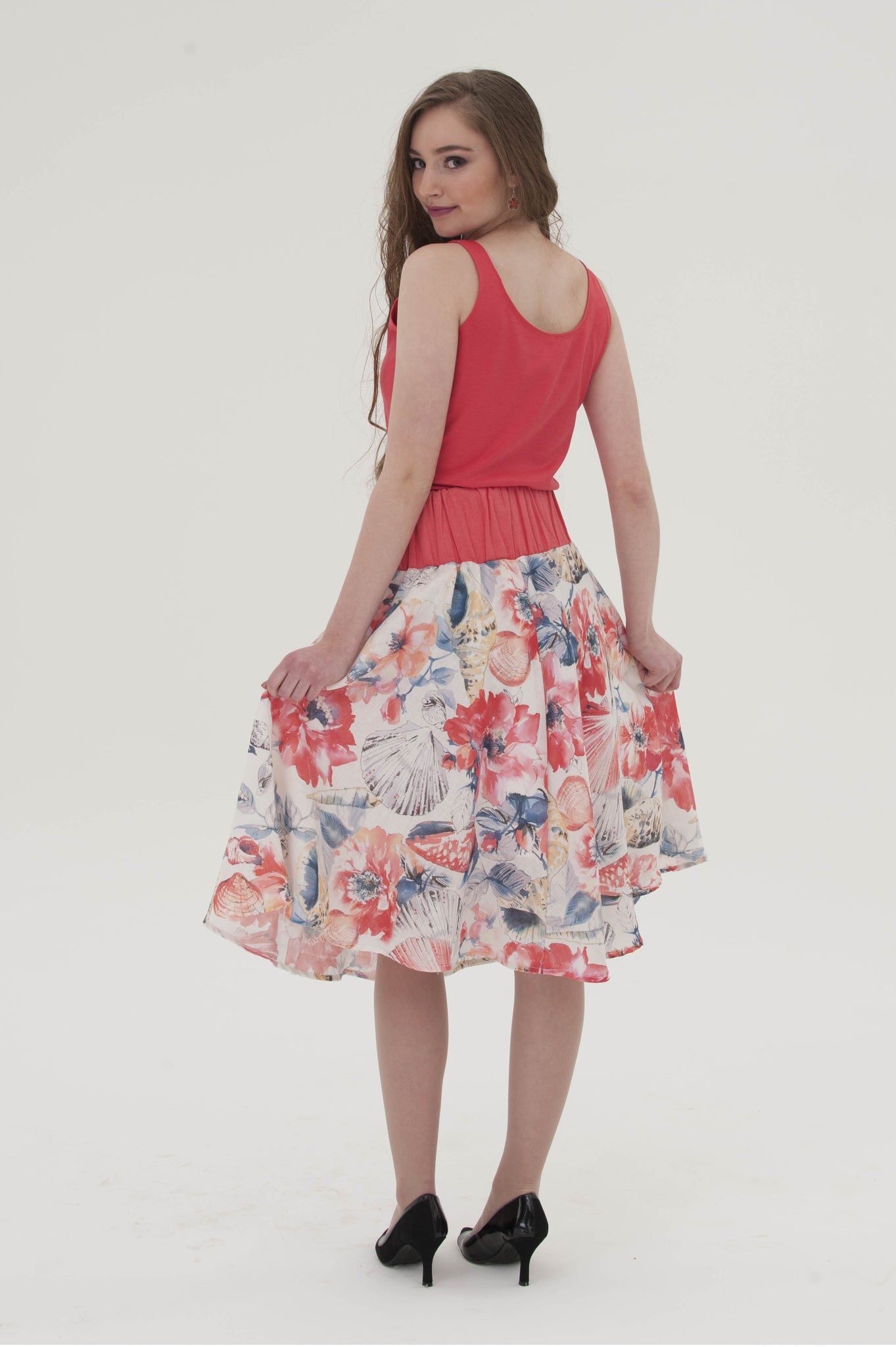 Jupe Greendale 100%lin/non doublé/ Floral skirt of 100% linen